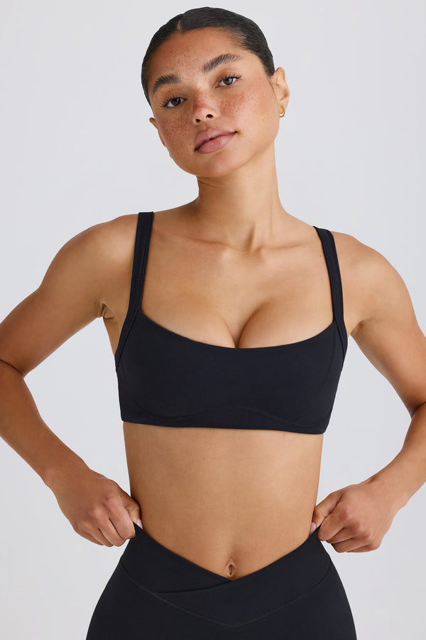 Siyah Soft Active Kontrast Kesimli Spor Sütyeni