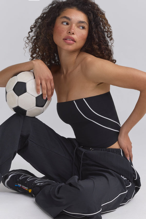 Siyah Soft Active Kontrast Kesim Bandeau Üst