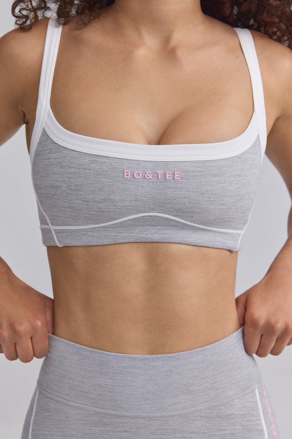 Soft Active Kontrast Kesimli Spor Sütyeni Buz Grisi