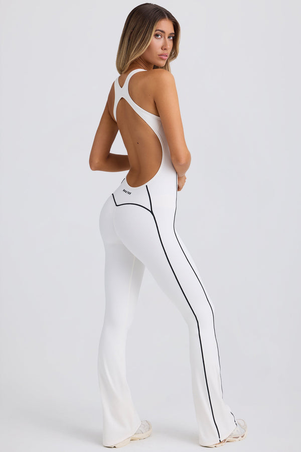 Soft Active Açık Sırtlı Beyaz Tulum