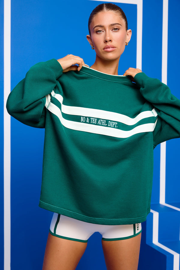 Varsity Yeşili Büyük Boy Sweatshirt