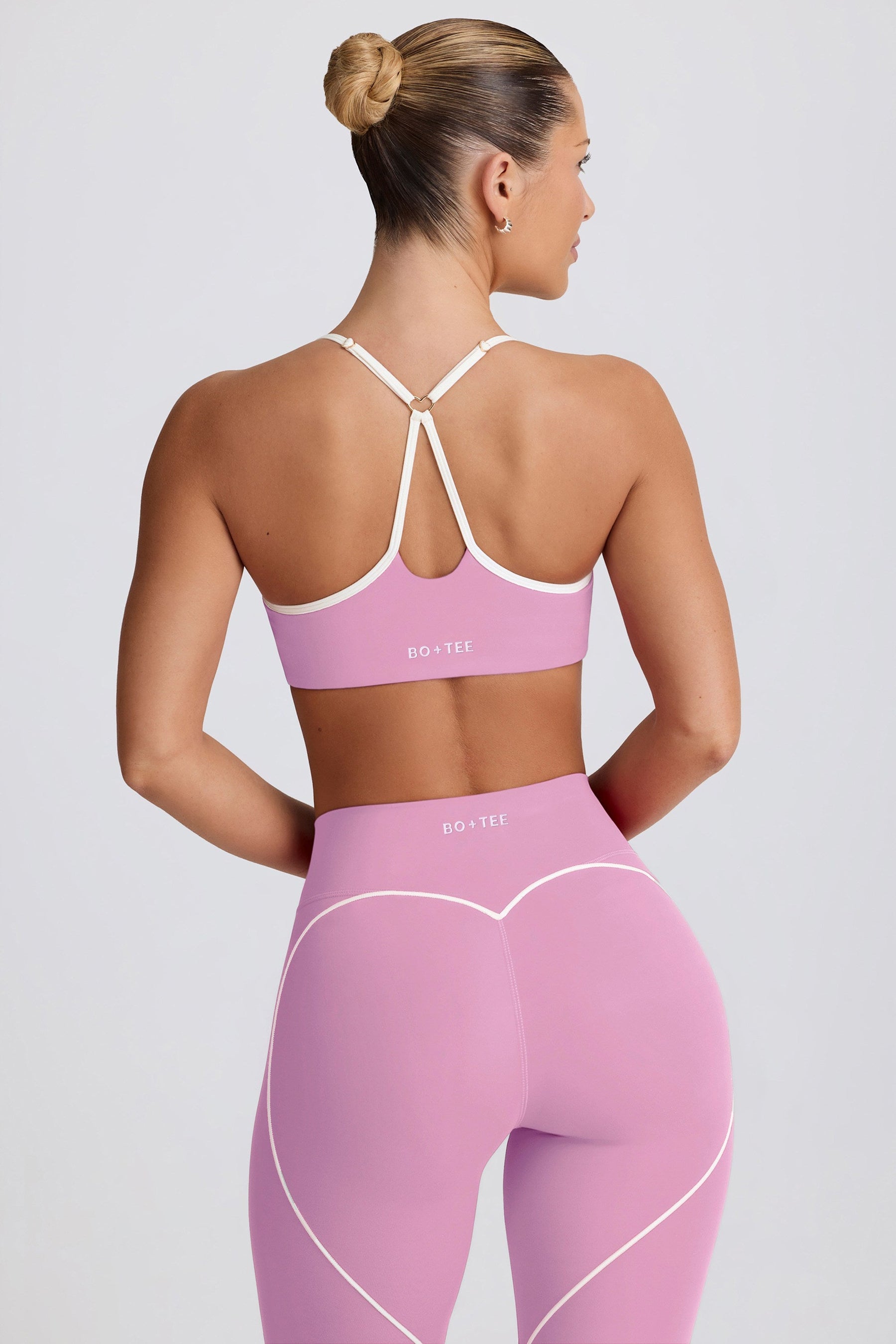 Yumuşak, Aktif, Kalp Yaka Spor Sütyeni, Toz Pembe