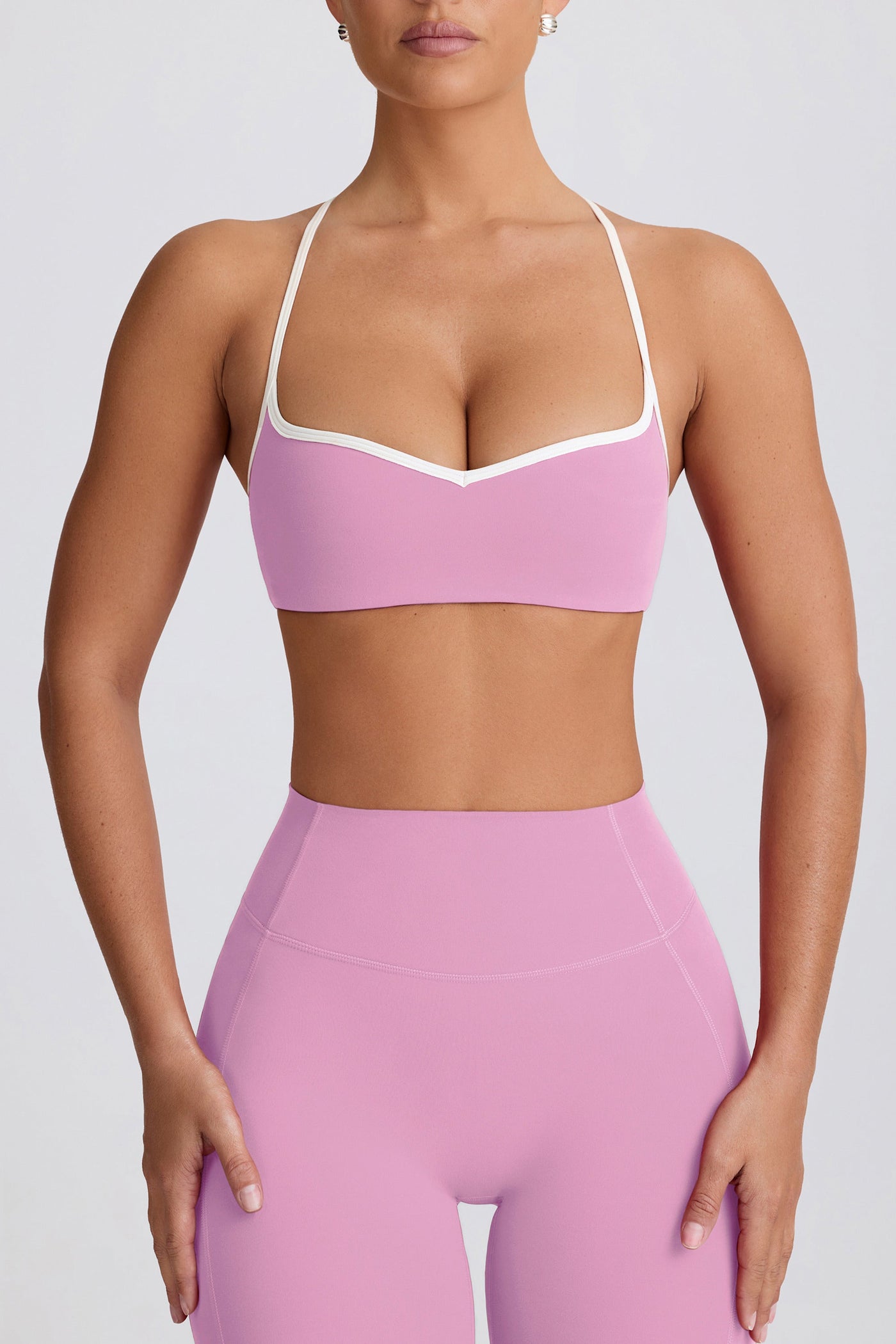 Yumuşak, Aktif, Kalp Yaka Spor Sütyeni, Toz Pembe