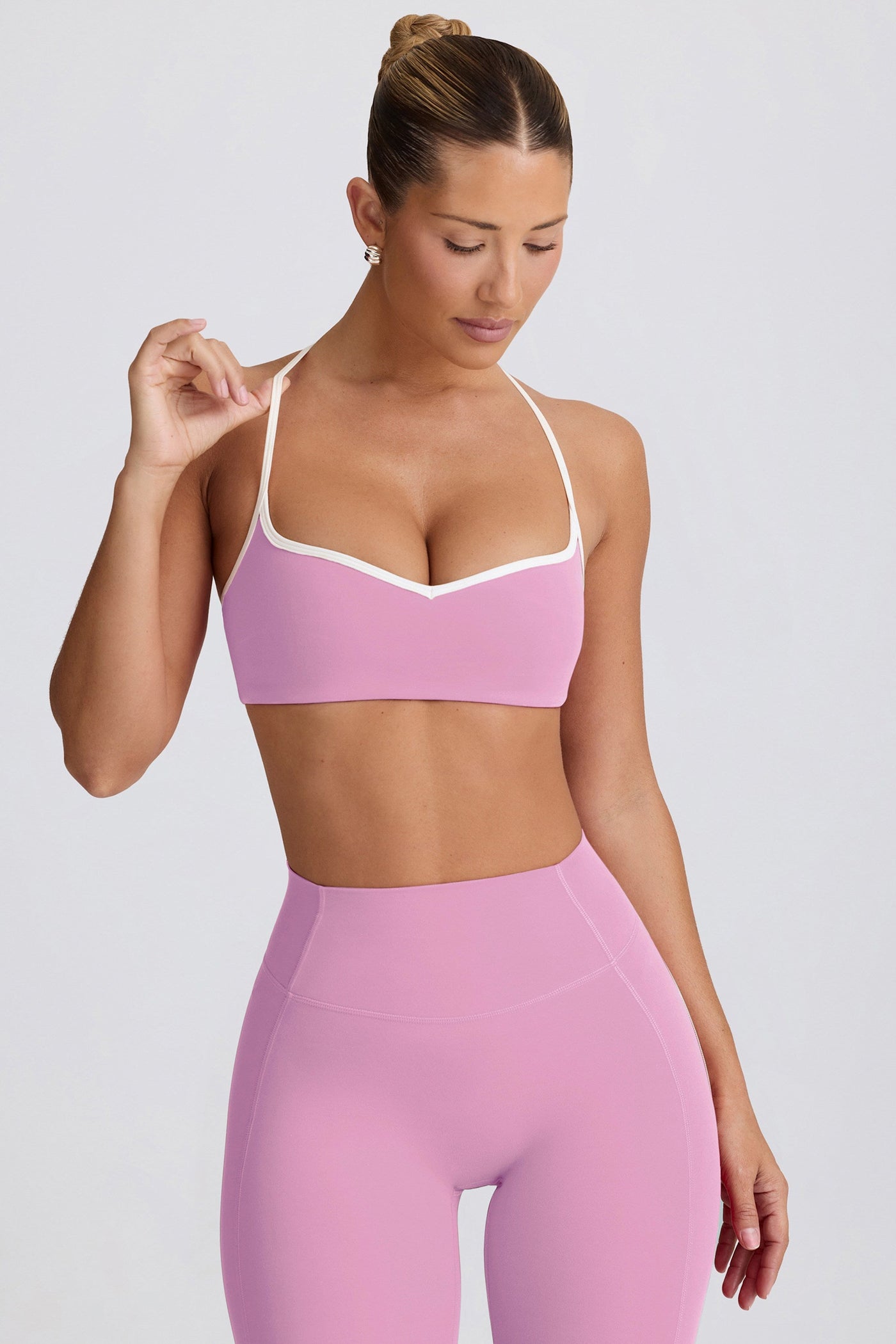 Yumuşak, Aktif, Kalp Yaka Spor Sütyeni, Toz Pembe