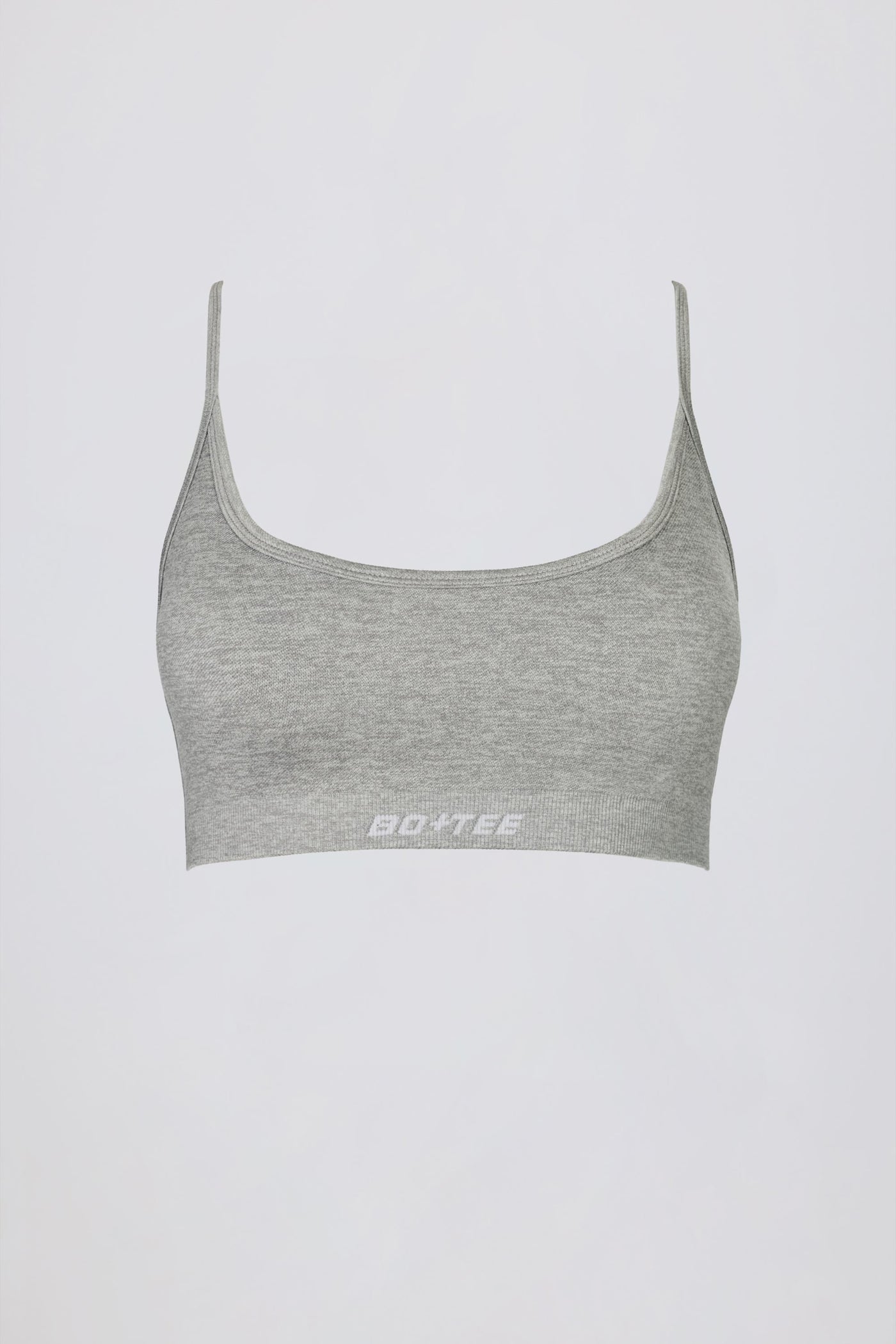 Süper Şekillendirici Dikişsiz Sırtı Açık Spor Sütyeni, Gri Melanj