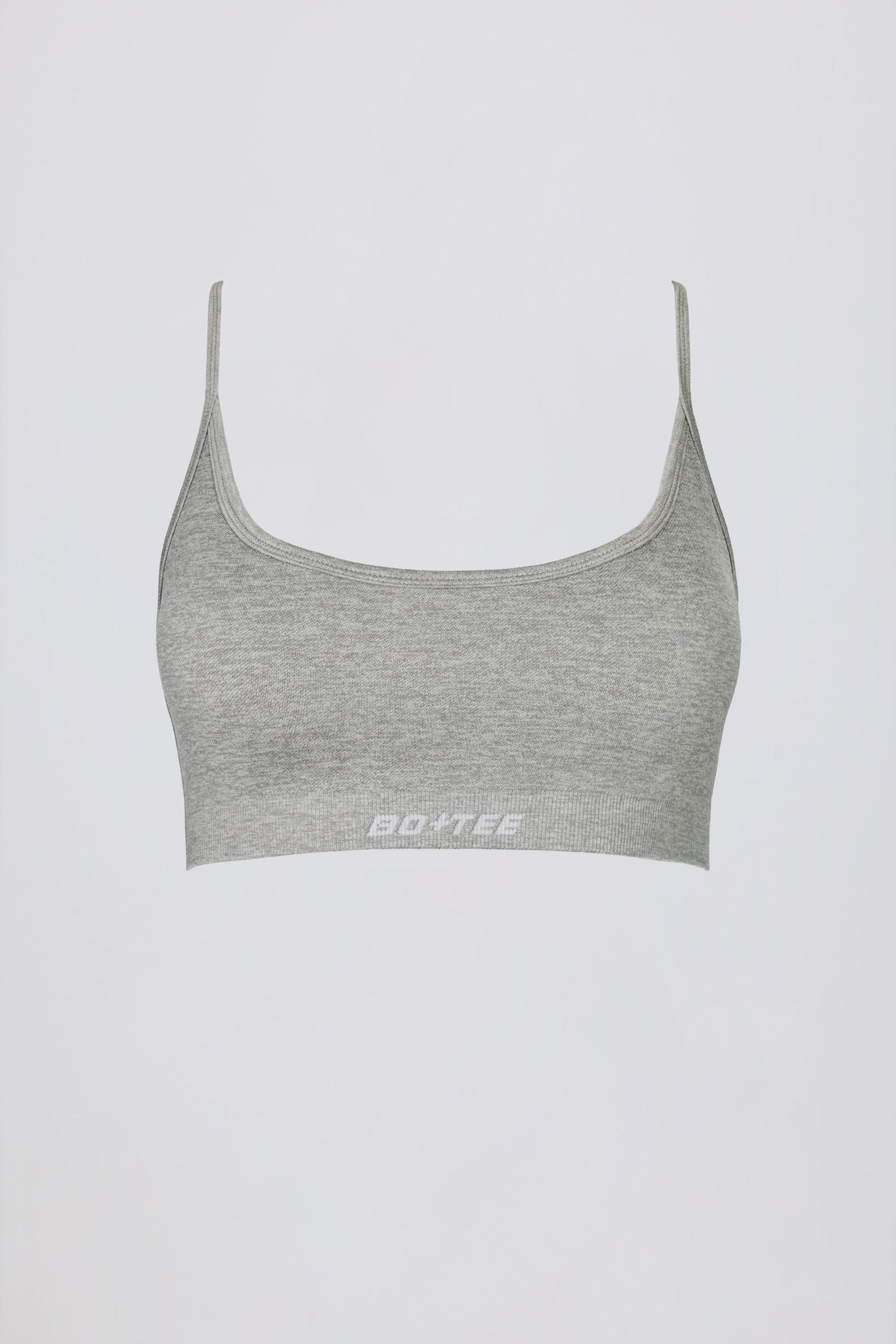 Süper Şekillendirici Dikişsiz Sırtı Açık Spor Sütyeni, Gri Melanj