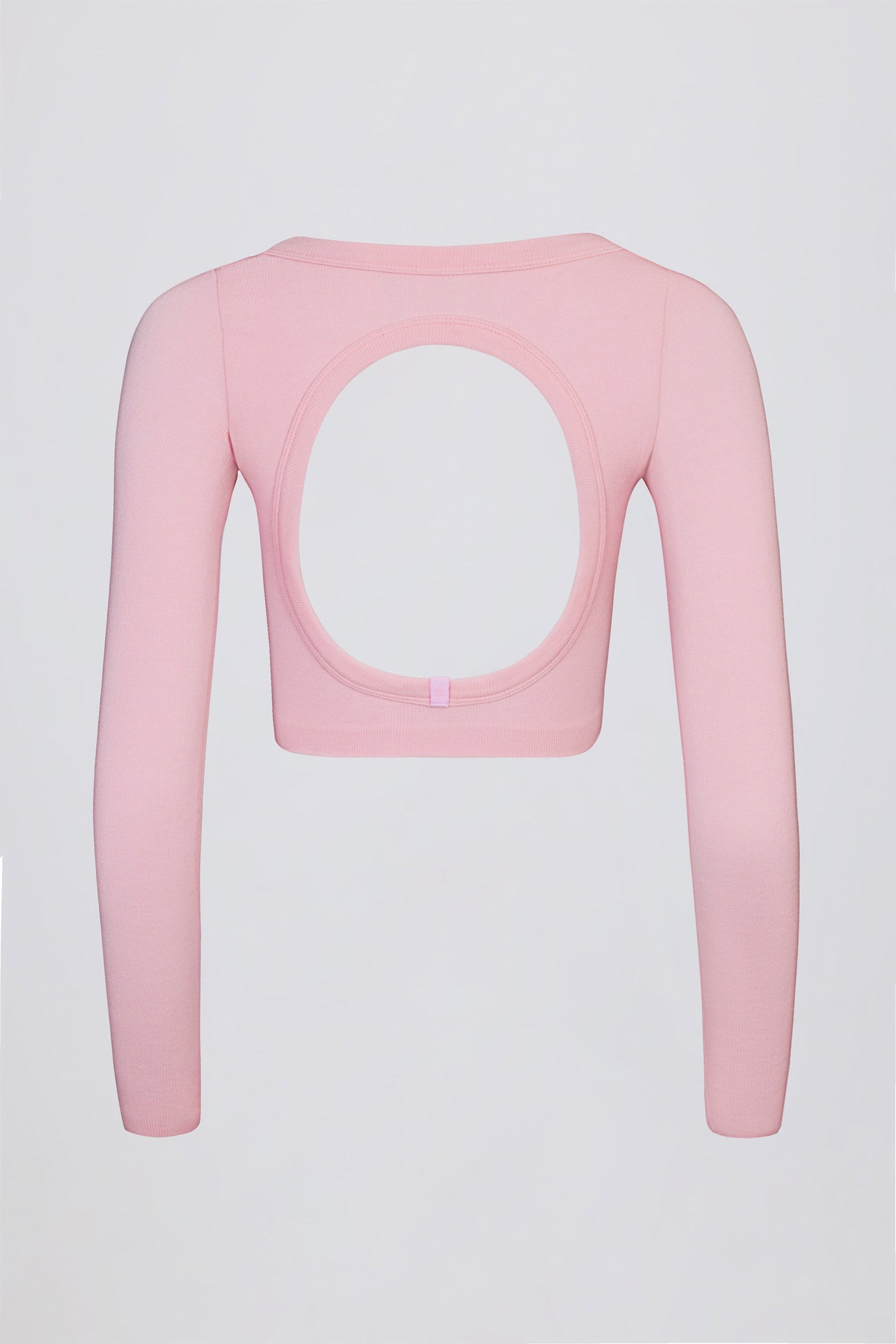 Pudra Pembesi Renginde Dikişsiz Yumuşak Fitilli Kesimli Crop Top