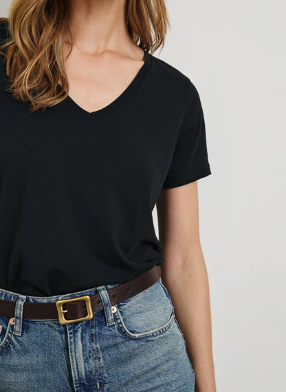 Klasik V Yaka Tişört - Siyah