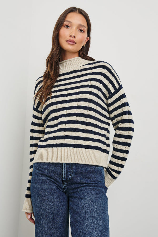 Corrıne Sweater - Oat Navy Çizgili