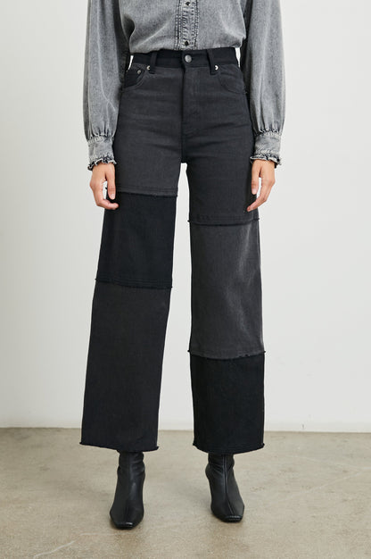 Getty Crop Geniş Paçali Pantolon - Siyah Patlamali