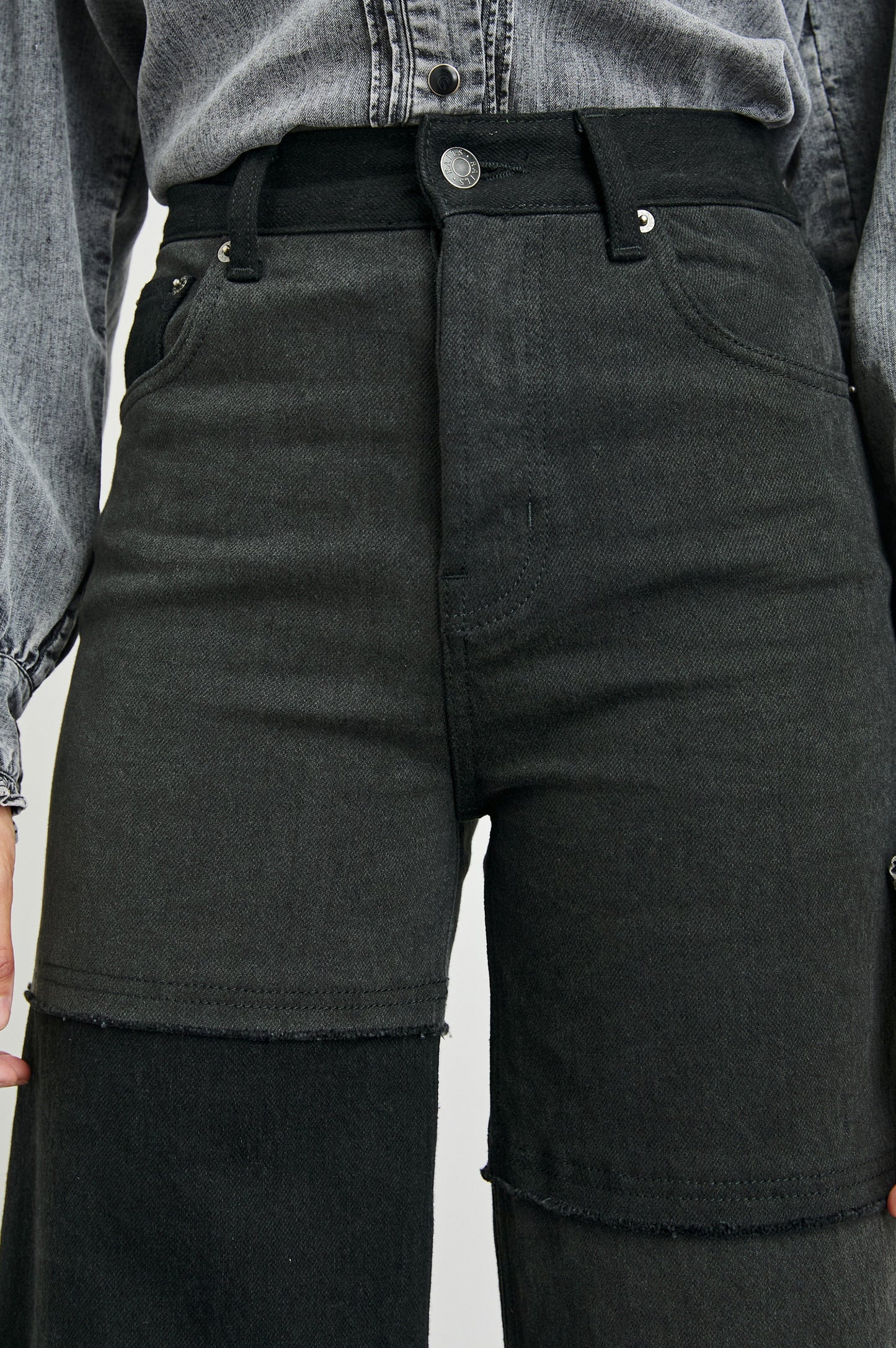 Getty Crop Geniş Paçali Pantolon - Siyah Patlamali