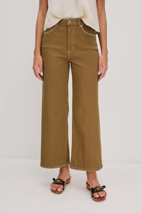 Getty Crop Geniş Paça - Safari İşlemeli