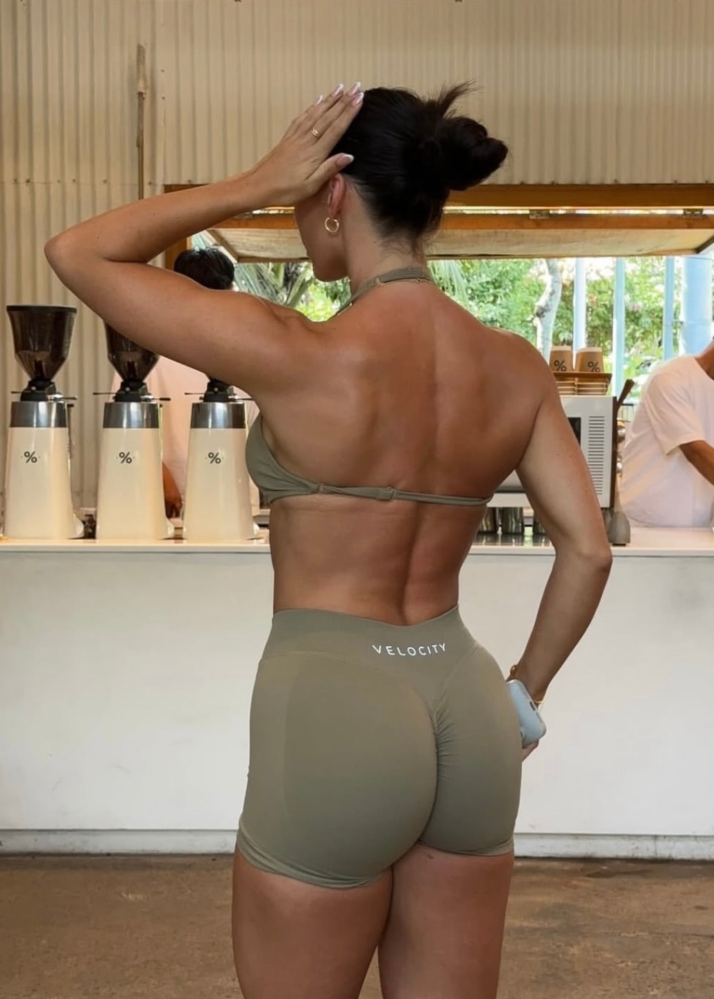 Özel Tasarımlı Büzgülü Mini Şort - Matcha
