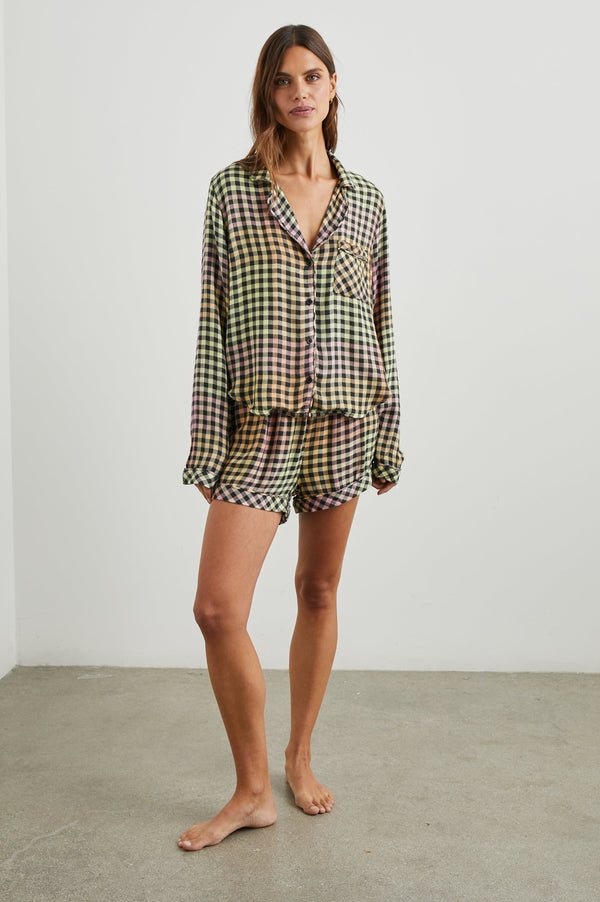 Kellen Pijama Takımı - Siyah Güneş Batımı Gıngham