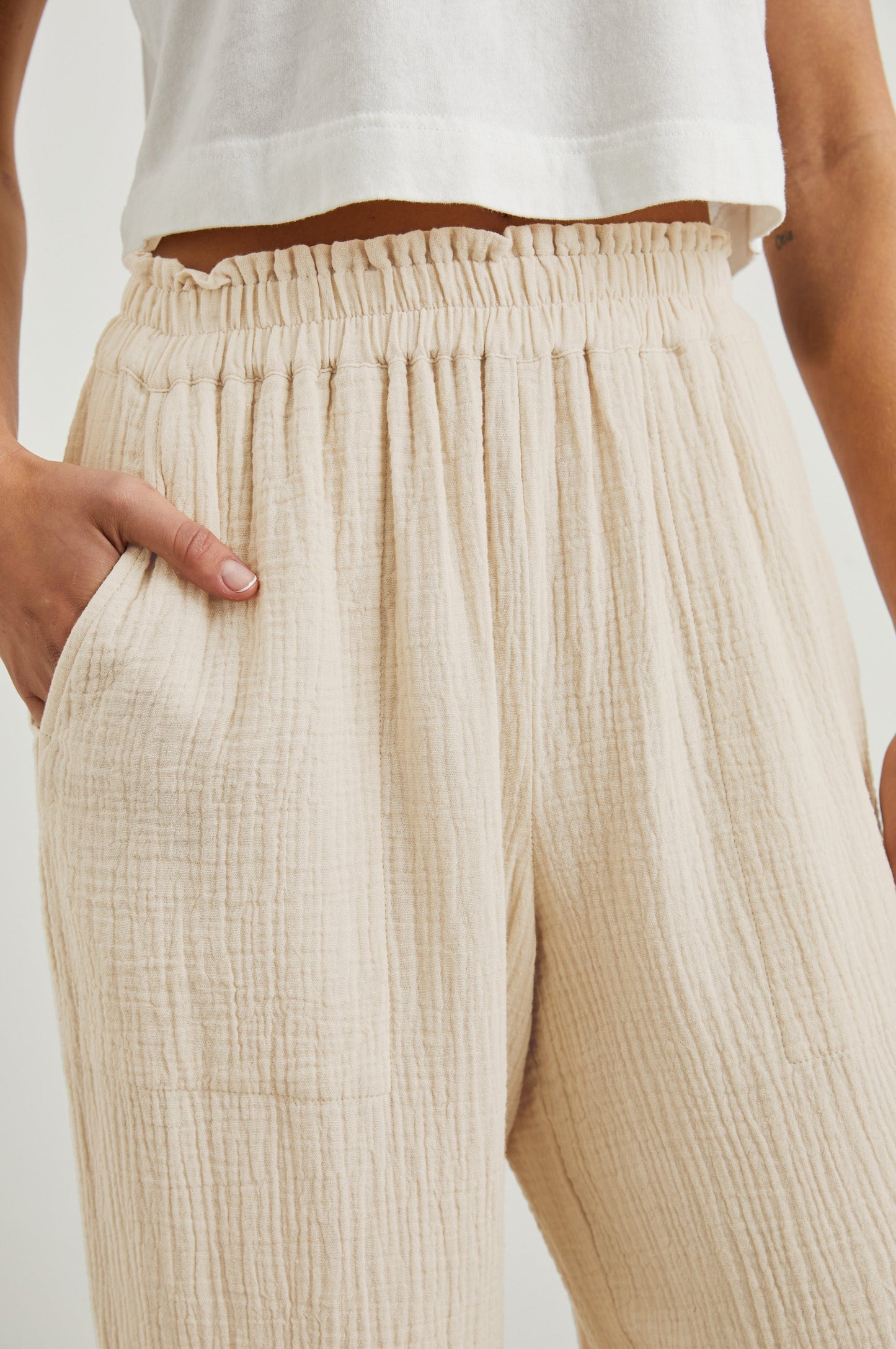 Leon Kisa Paçali Pantolon - Keten