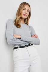 Uzun Kollu Mevsim Yaka Tişört - Melanj Grey