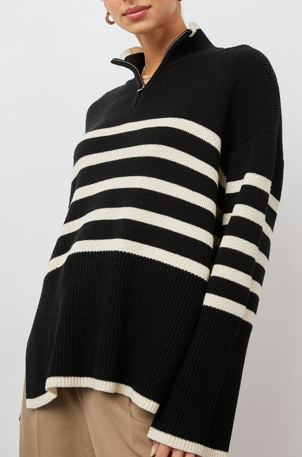 Tessa Sweater - Oniks Fildişi Çizgili