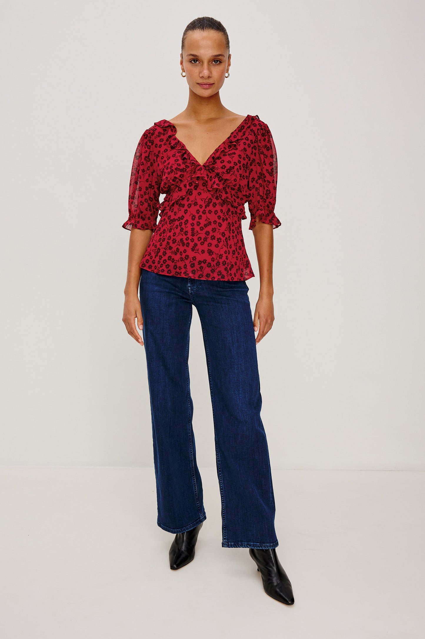 Miramar Top - Carmine Daisies