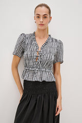 Portıa Top - Kül Seersuker