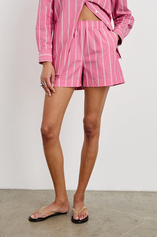 Rocky Short - Hibiscus Beyaz Çizgili