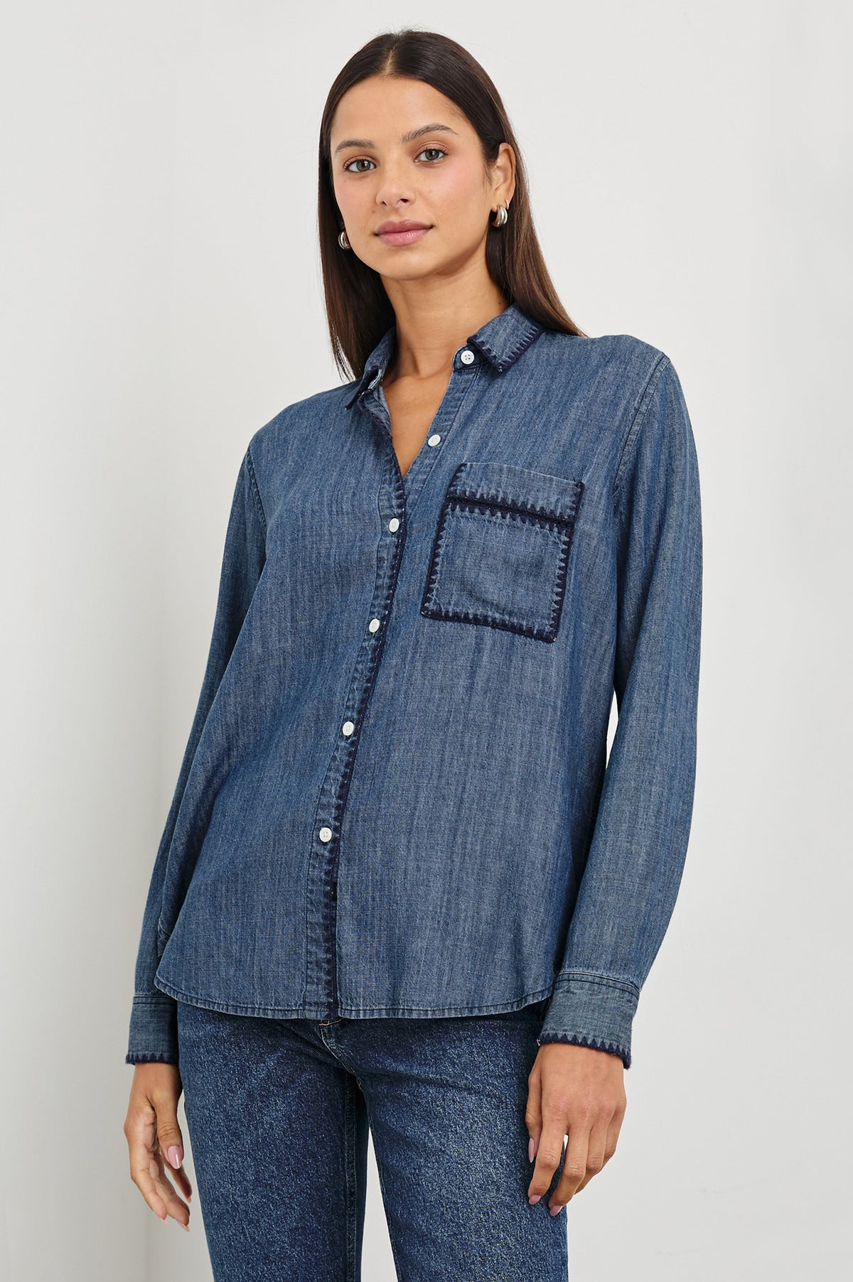 Saya Gömlek - Koyu Vıntage Yıkama