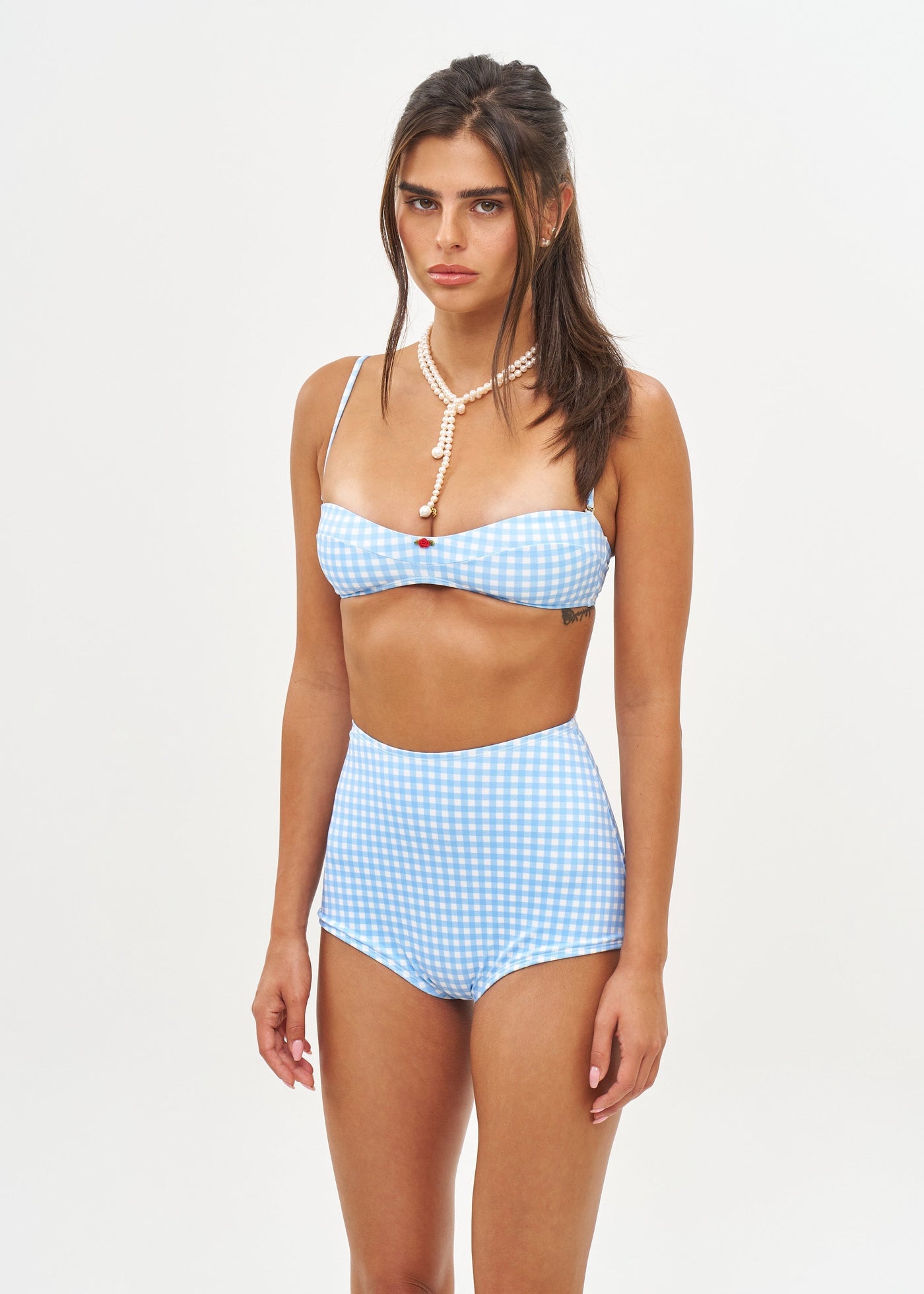 Don Açık Mavi Gingham - Üst Kısım