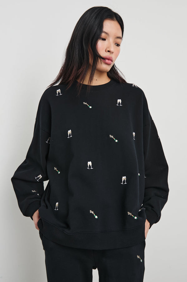 Üniversite Sweatshirt'Ü - Siyah Şampanya İşlemeli