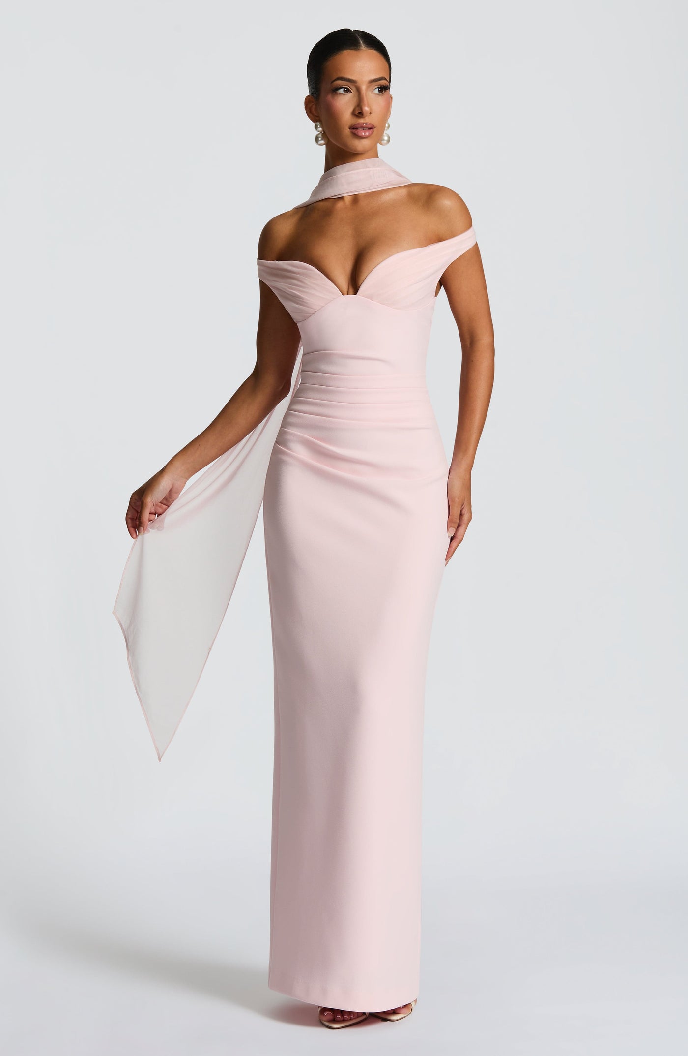 Abigail Maxi Elbise - Pudra Pembesi
