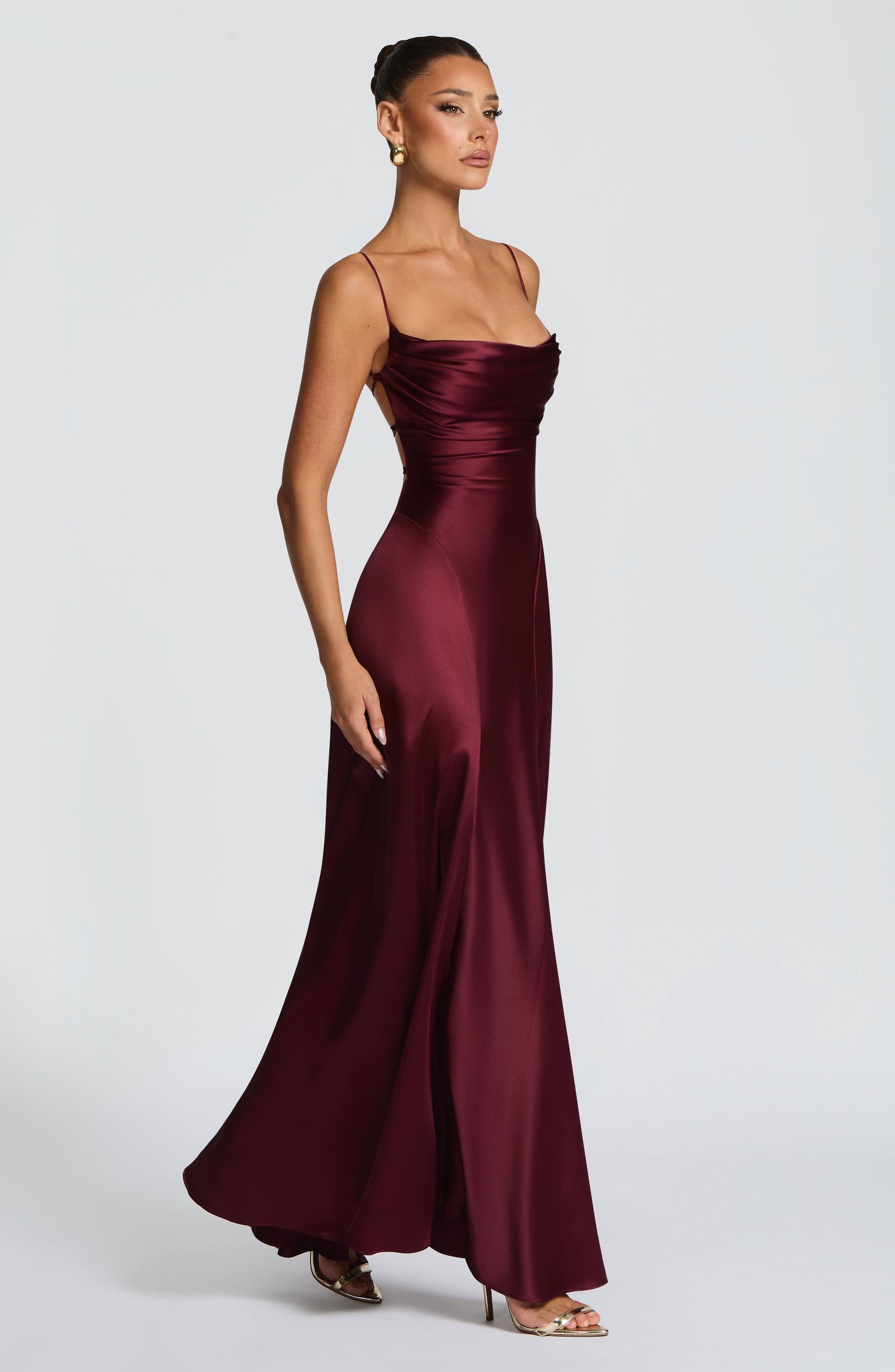 Adelina Maxi Elbise - Kiraz Rengi Lake