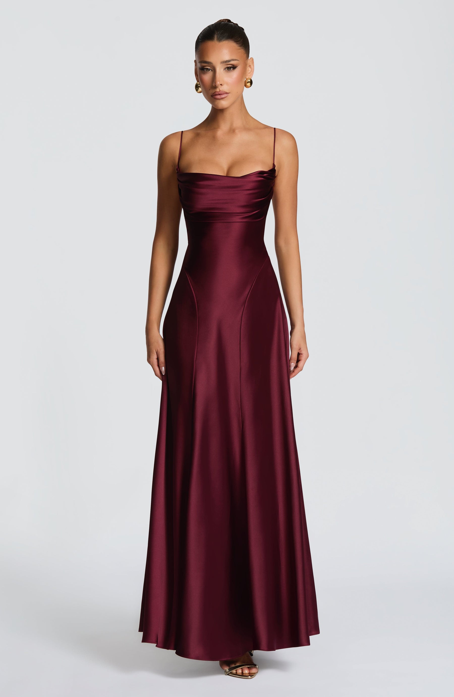 Adelina Maxi Elbise - Kiraz Rengi Lake