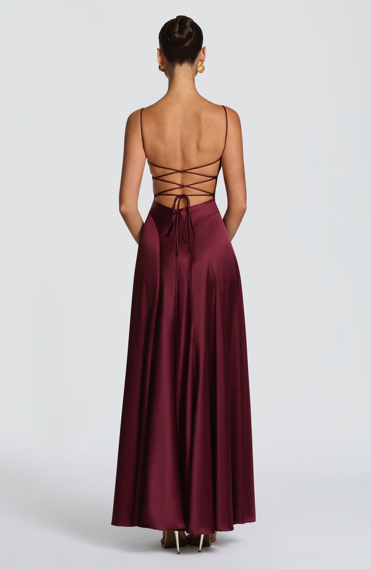 Adelina Maxi Elbise - Kiraz Rengi Lake