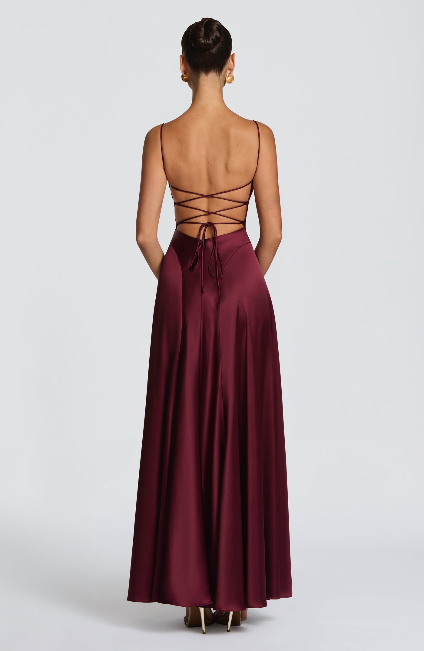 Adelina Maxi Elbise - Kiraz Rengi Lake