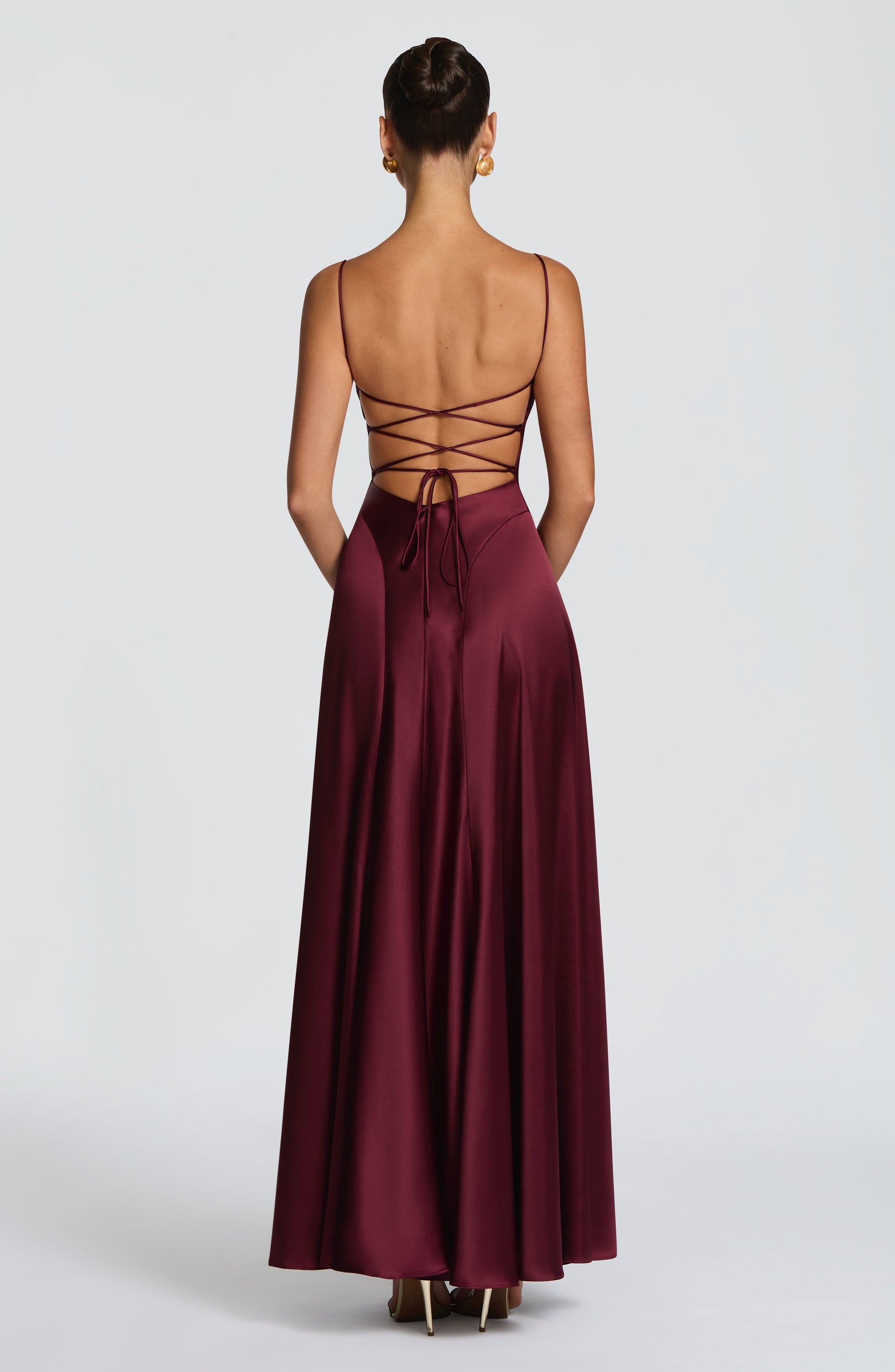 Adelina Maxi Elbise - Kiraz Rengi Lake