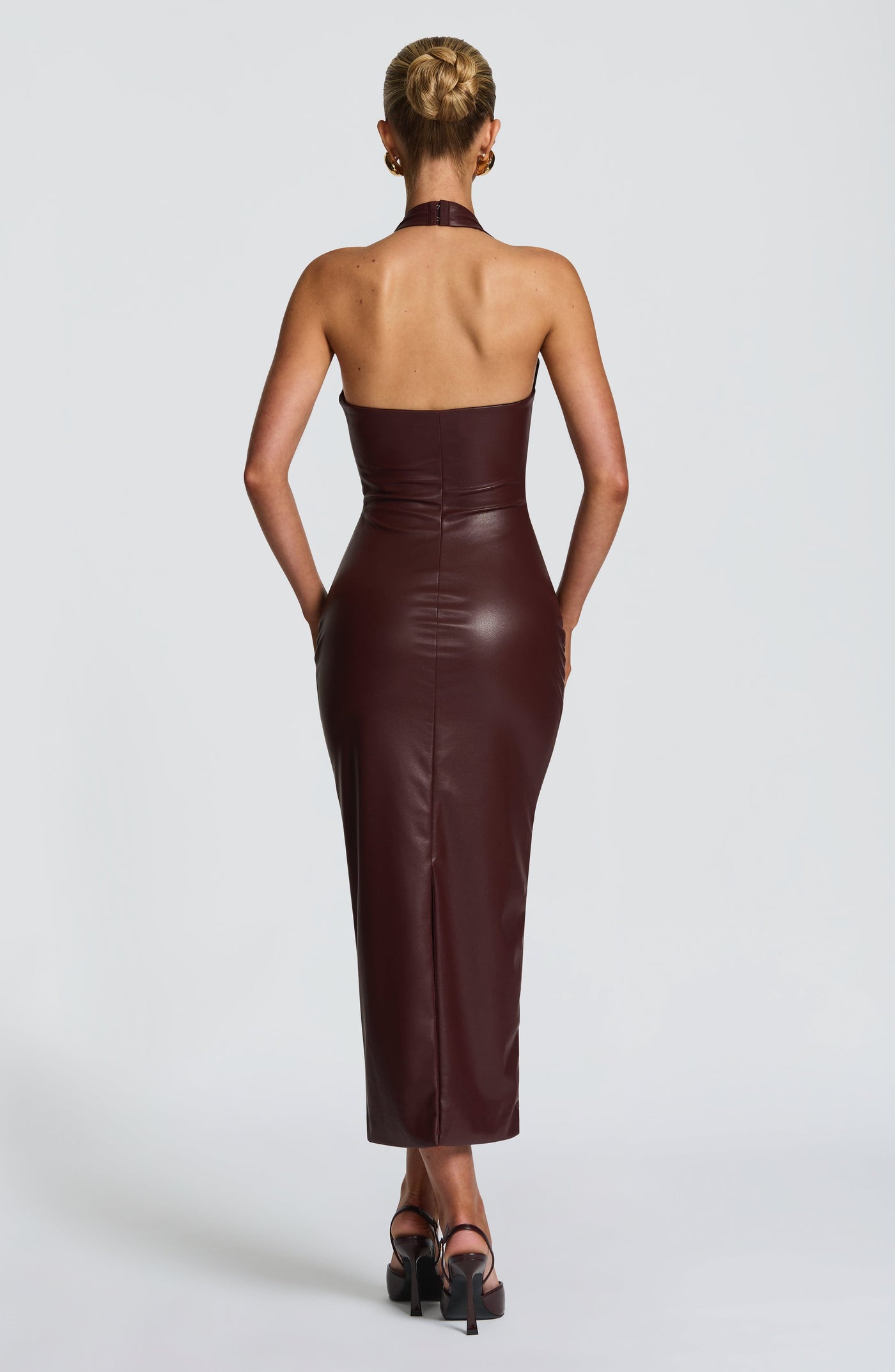 Ainsley Midi Elbise - Bordo