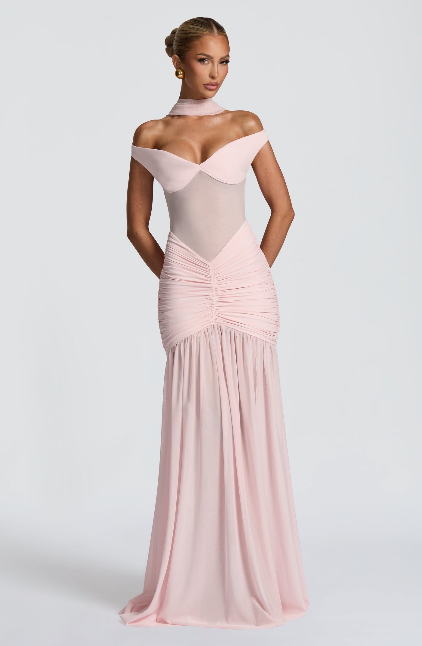 Alaia Maxi Elbise - Pudra Pembesi