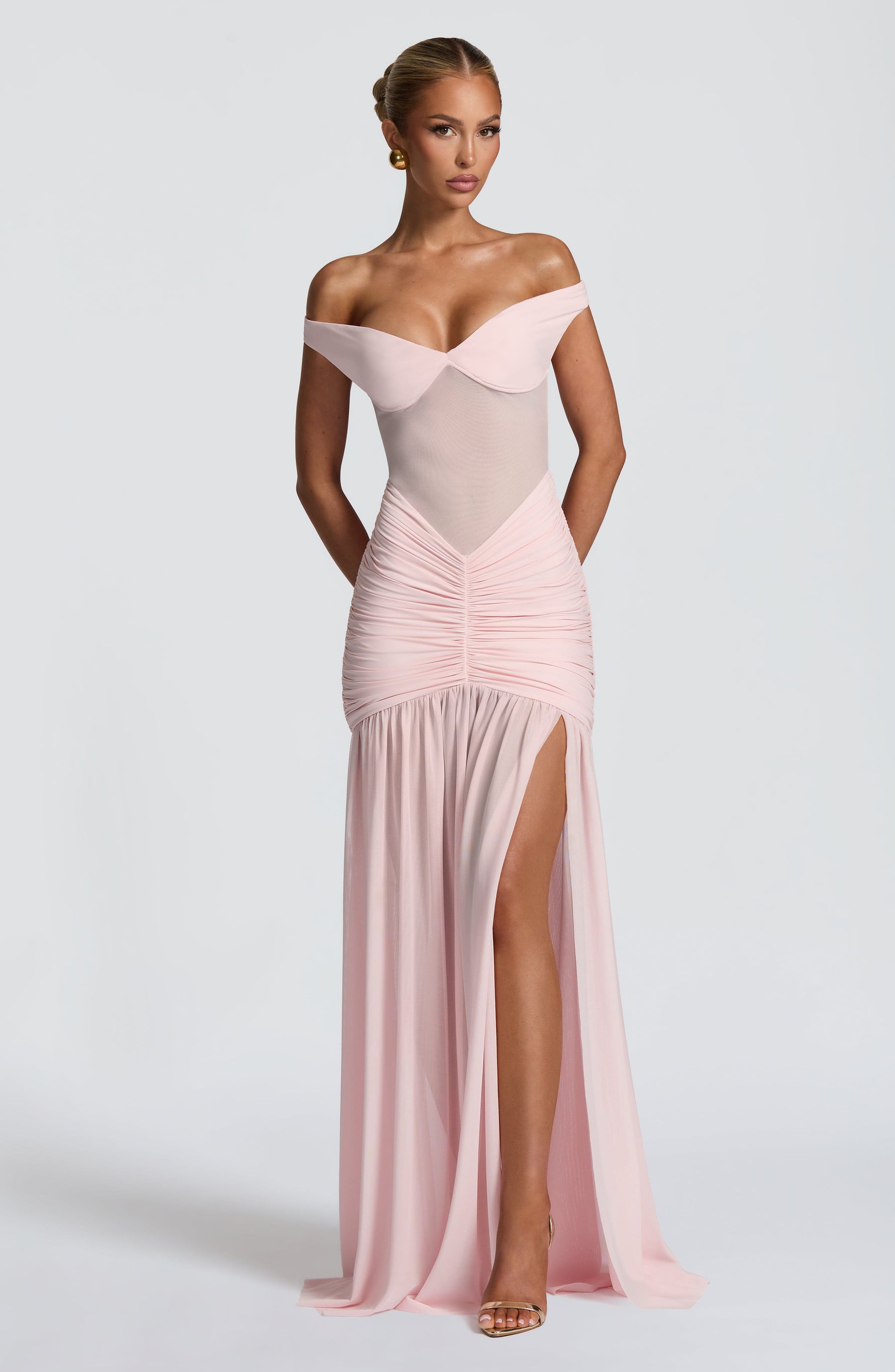 Alaia Maxi Elbise - Pudra Pembesi