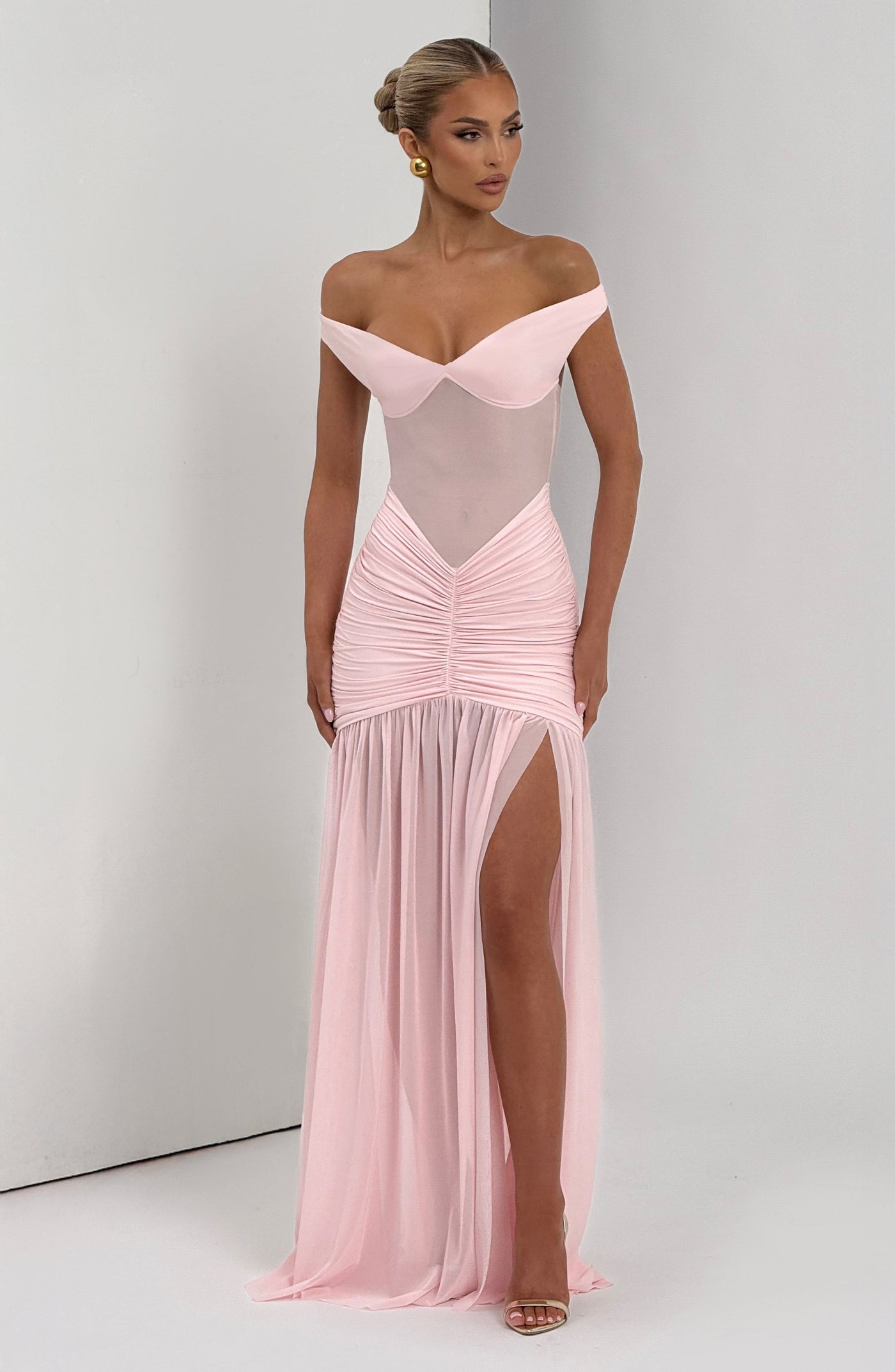Alaia Maxi Elbise - Pudra Pembesi