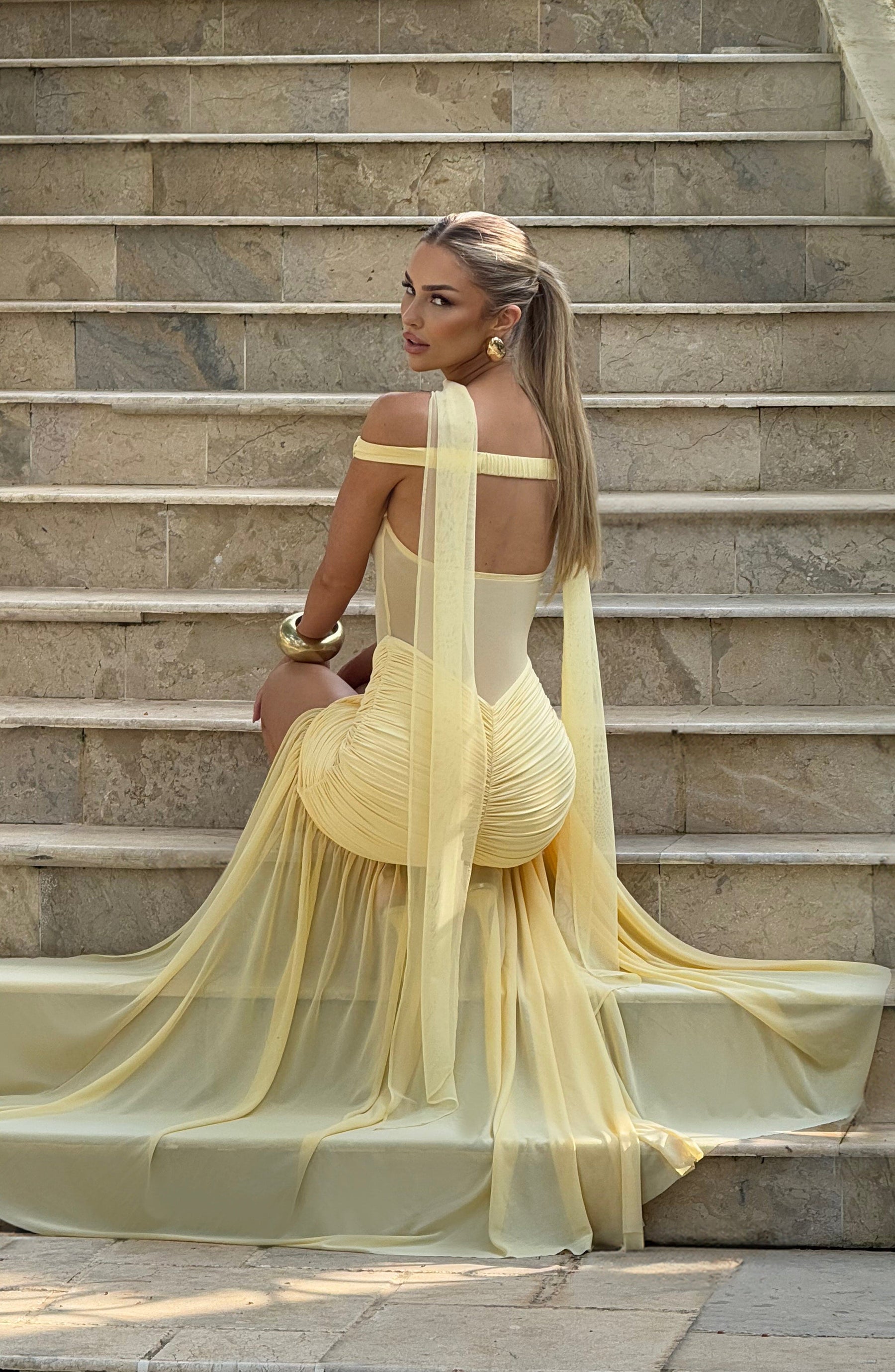 Alaia Maxi Elbise - Limon
