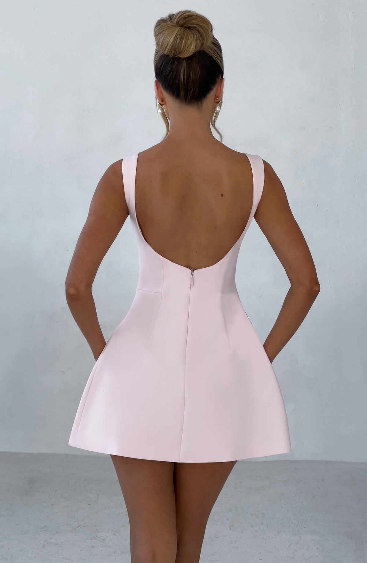 Alana Mini Elbise - Pudra Pembesi
