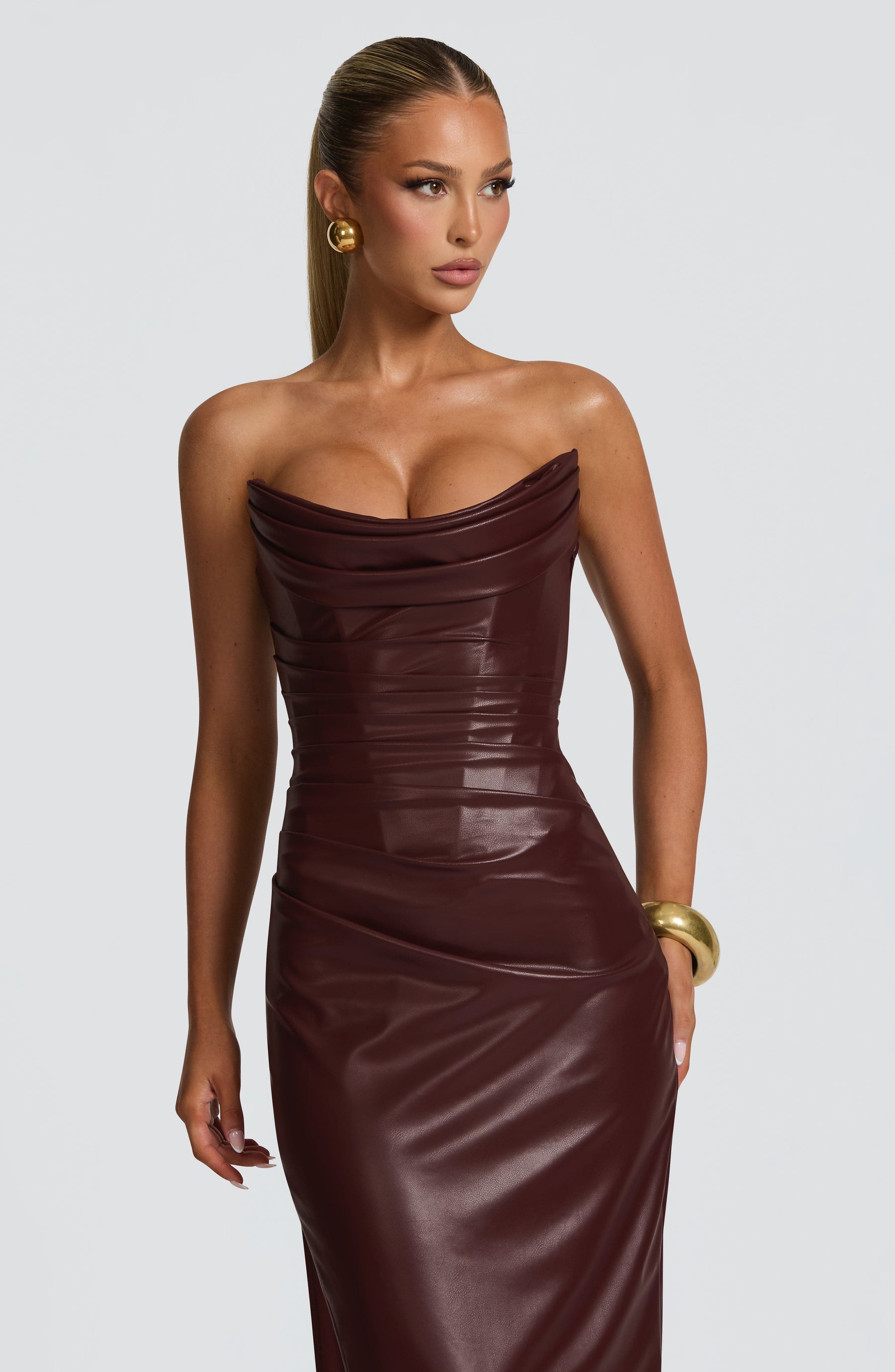 Alba Maxi Elbise - Bordo