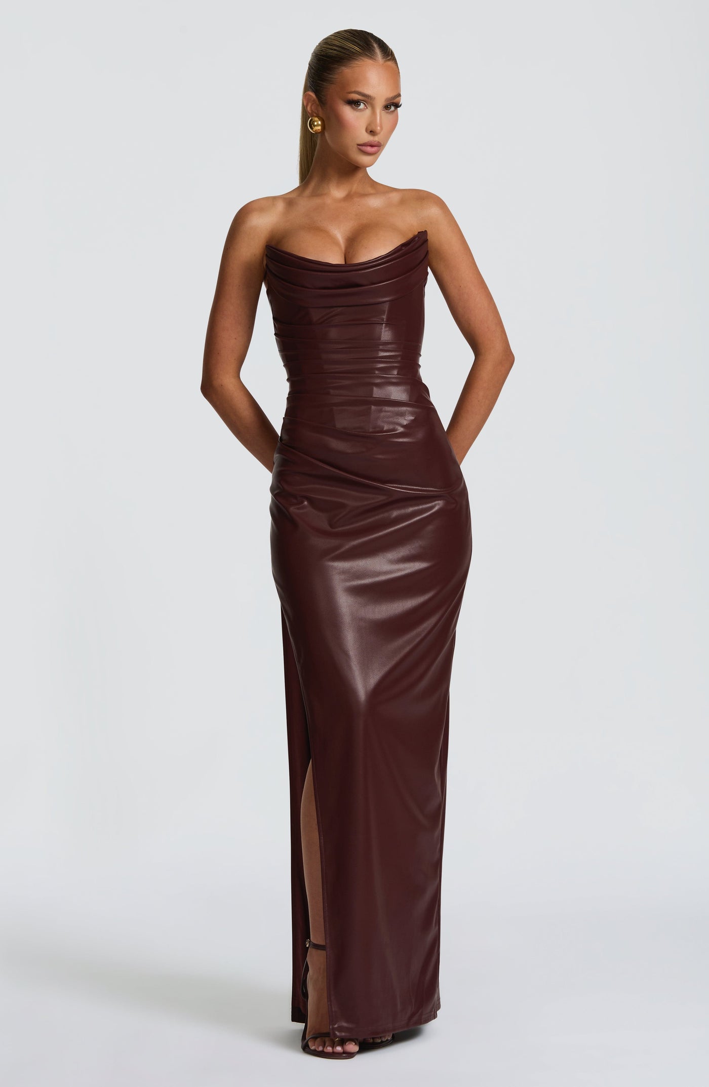 Alba Maxi Elbise - Bordo