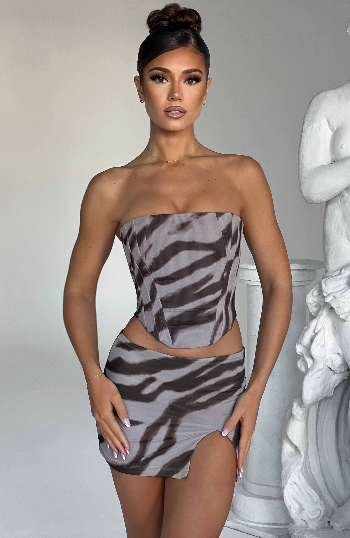 Alina Mini Etek - Zebra Desenli