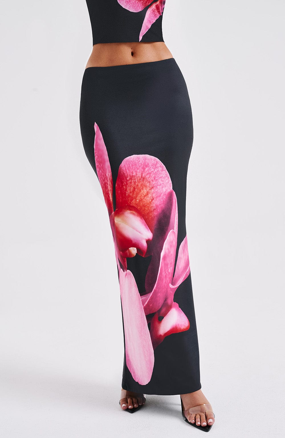 Allegra Maxi Etek - Siyah Çiçek Desenli