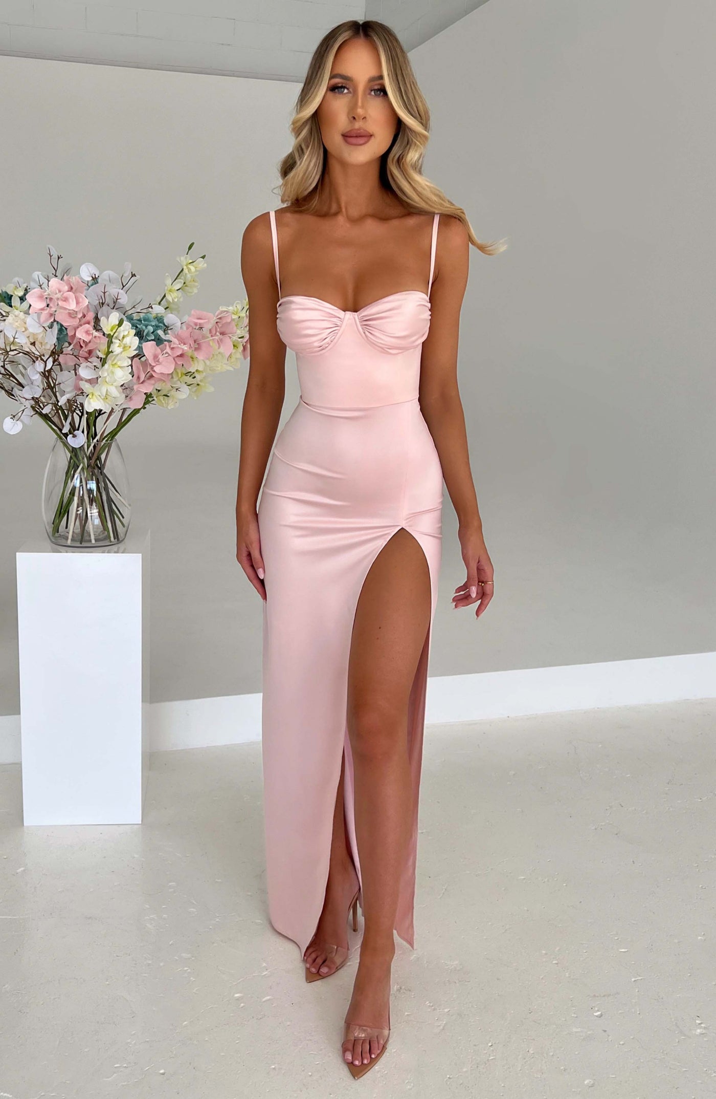 Alora Maxi Elbise - Pudra Pembesi