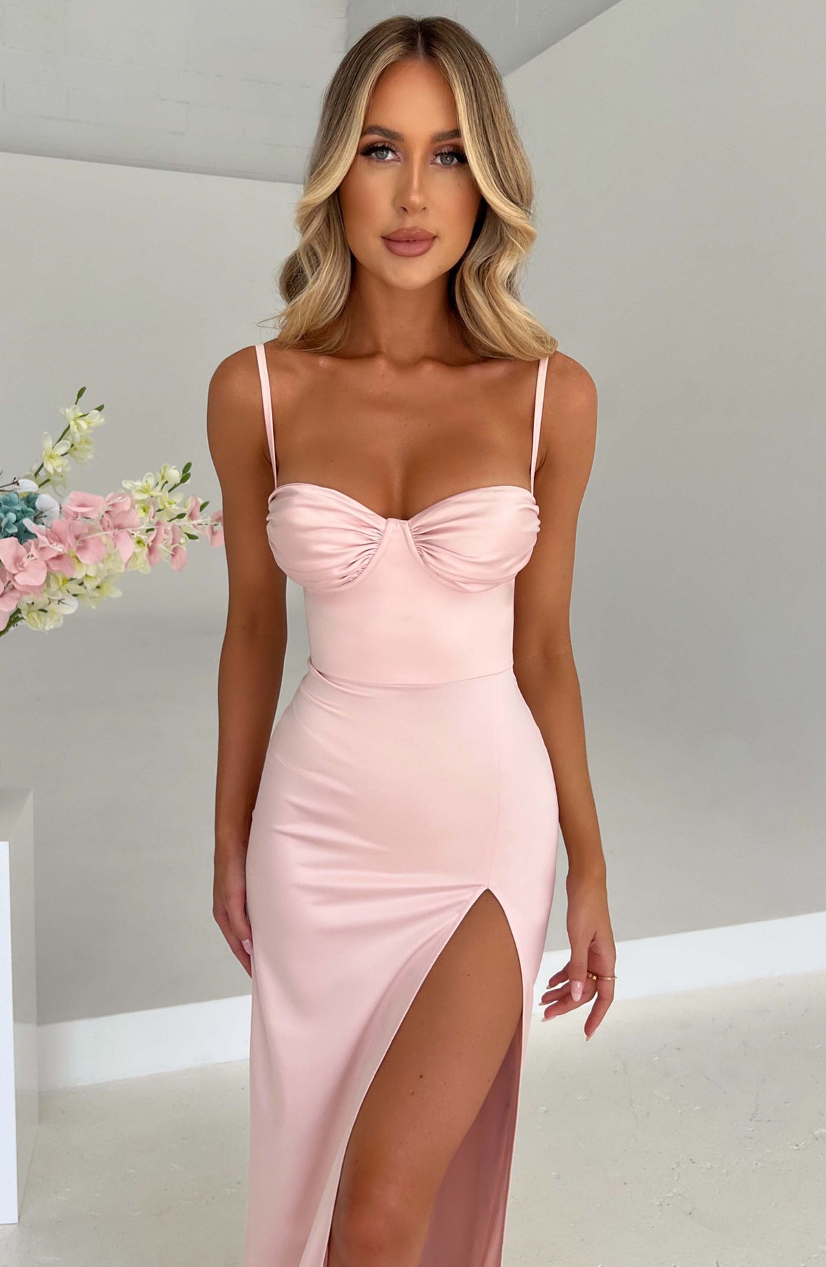 Alora Maxi Elbise - Pudra Pembesi