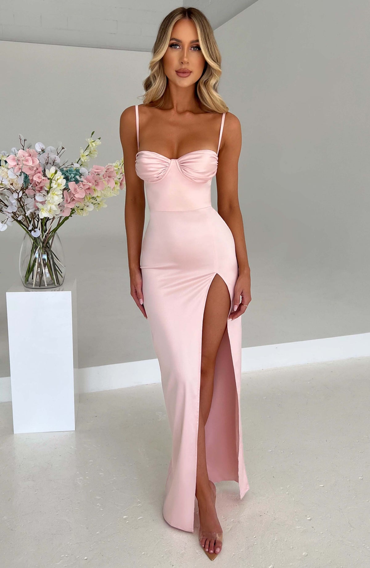 Alora Maxi Elbise - Pudra Pembesi
