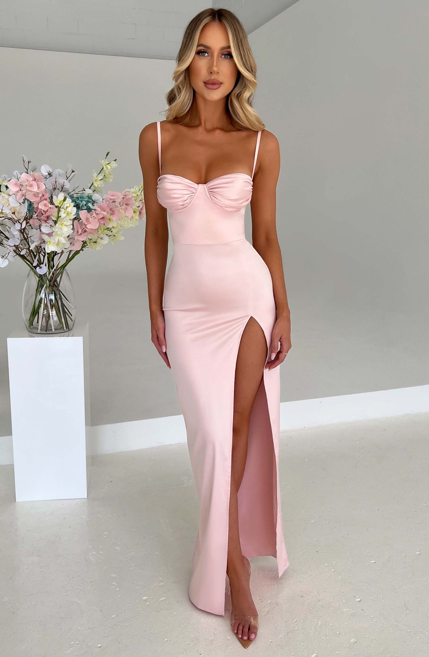 Alora Maxi Elbise - Pudra Pembesi