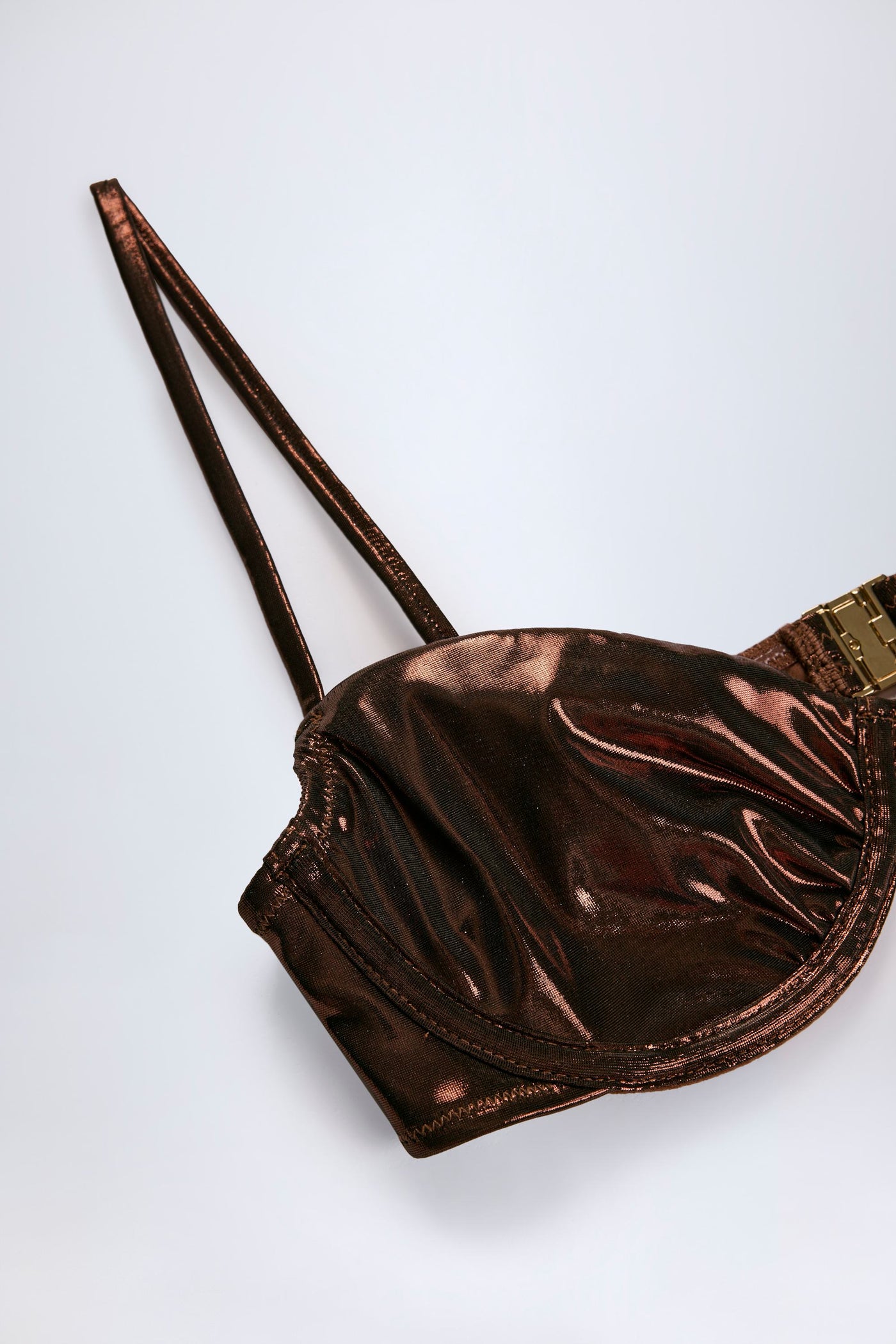 Bronz Renkli Balenli Bikini Üstü