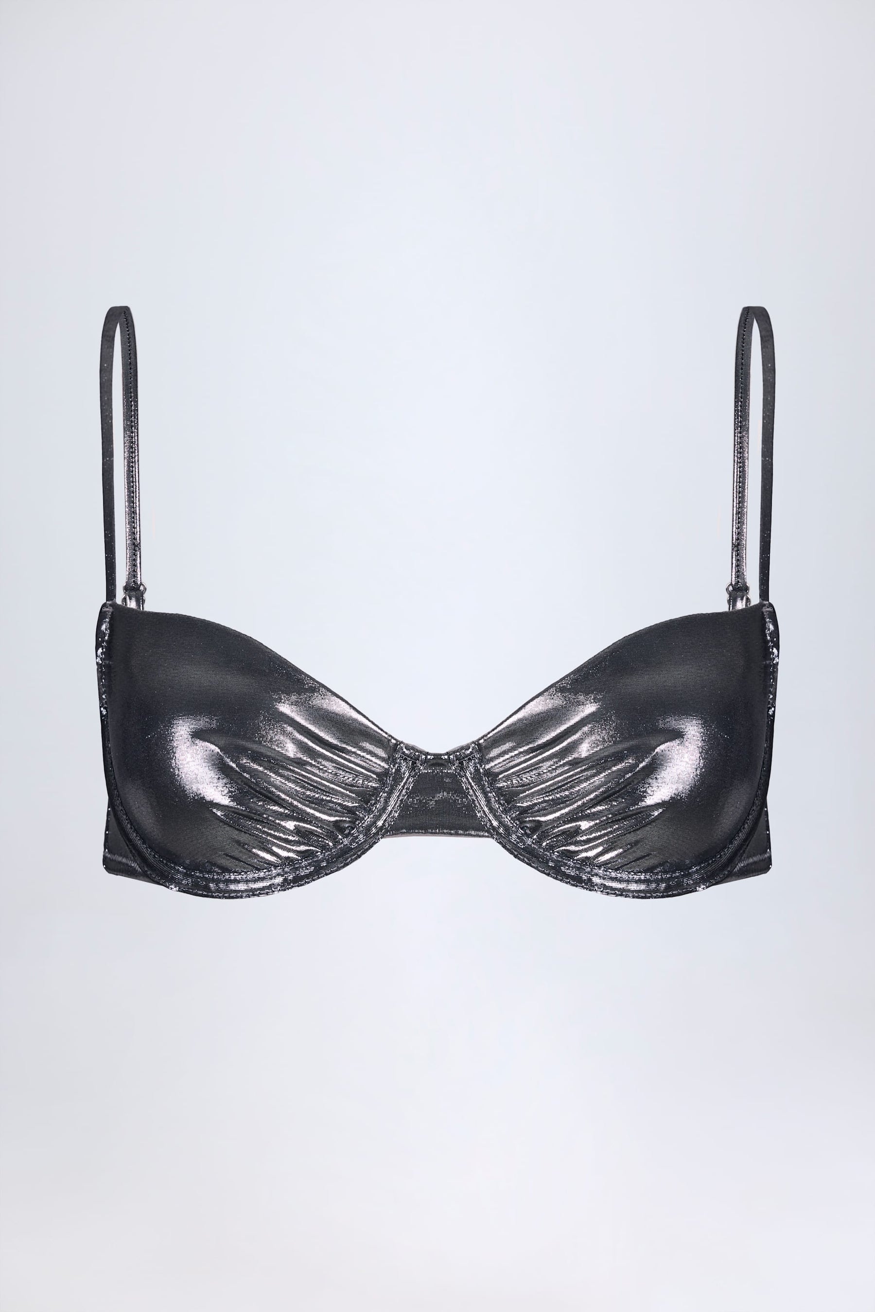 Gümüş Renkli Balenli Bikini Üstü