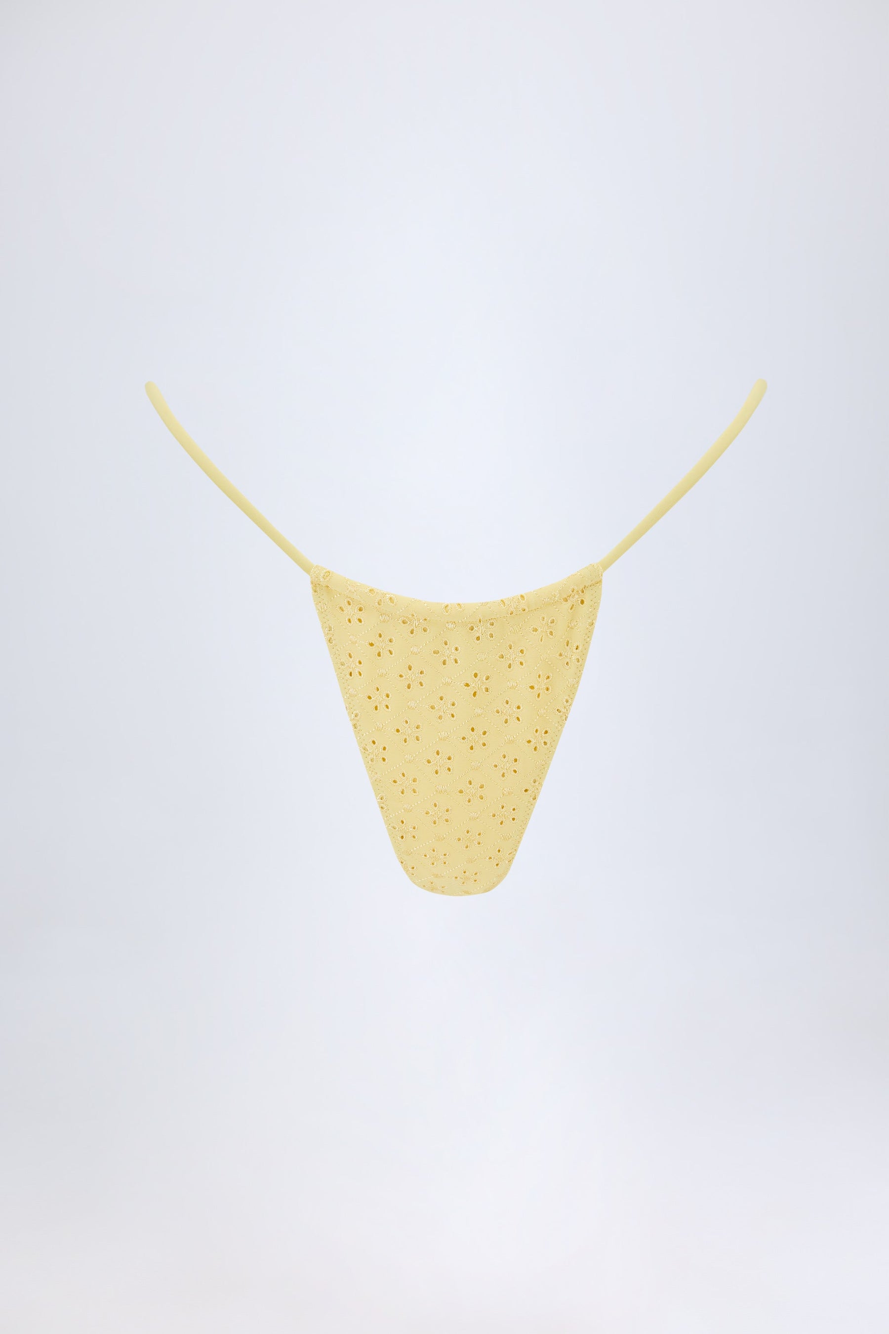 Broderie Anglaise İpli Bikini Altı, Limon Sarısı